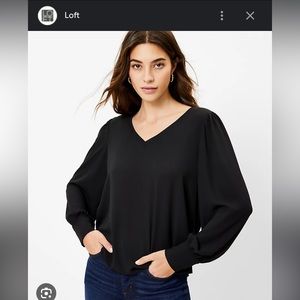 Loft Mixed Media V-Neck Blouse